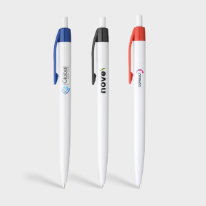 Basic witte pennen met gekleurde clip