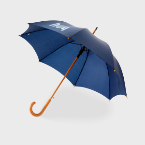 Automatische paraplu met houten schacht en handvat