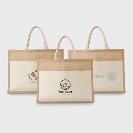 Jute draagtas met katoenen voorvak