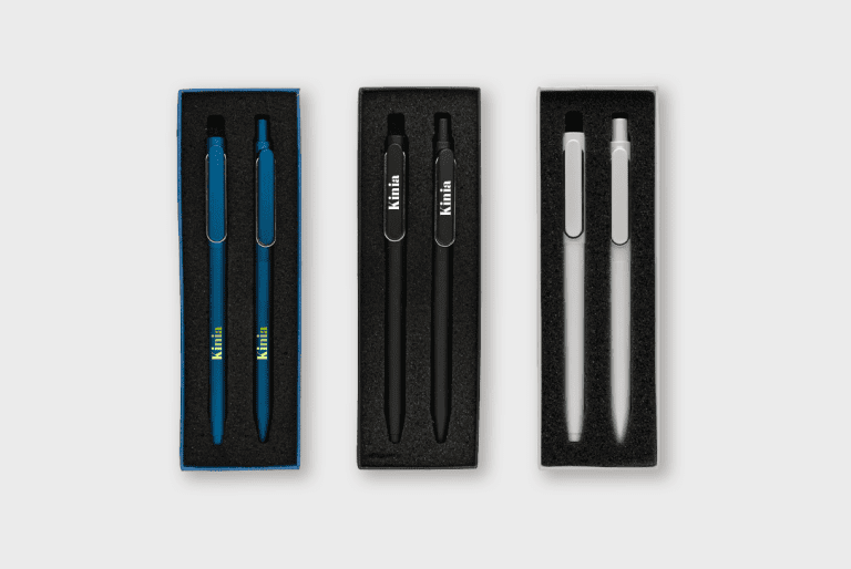 Metallic zwarte pennenset met doosje