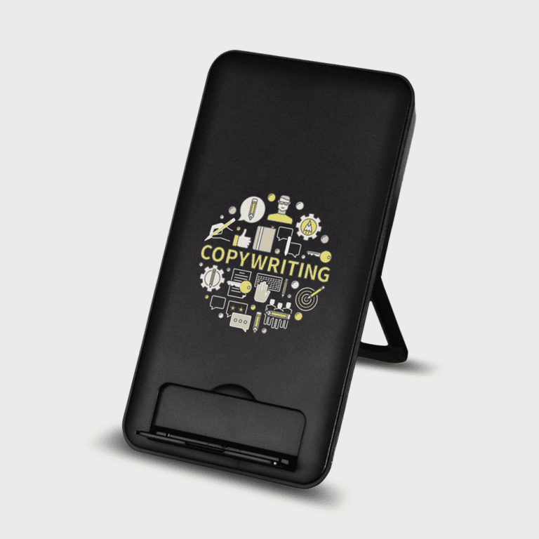 Draadloos oplaadstation met telefoonstandaard van gerecycled plastic